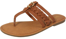 Jynx Women's Braided Buckle Thong Flat Sandal