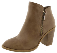 Top Moda Women's Closed Round Toe Zipper Chunky Stacked Block Heel Ankle Bootie