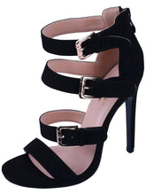 Glaze Women's Strappy Buckle Zip Back Heeled Sandal
