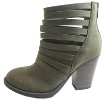 Soda Women's Kelly Cut Out Strappy Stacked Chunky Ankle Bootie