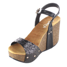 Refresh Women's Mara-08 Platform Cork Wedge Glitter