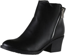 Reneeze Women's Pama-02 Two-tone Metallic Zipper Chunky Heel Ankle Boot