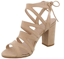 Top Moda Women's Cutout Tie Back Stacked Chunky Platform Heel Sandal