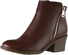 Reneeze Women's Pama-02 Two-tone Metallic Zipper Chunky Heel Ankle Boot