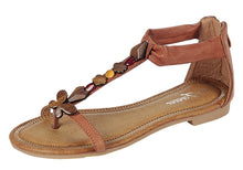 Forever Link Women's Embellished Wooden Beaded Butterfly Boho Low Heel Sandal