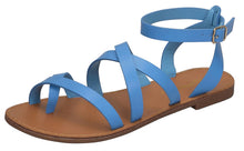 Breckelles Women's Strappy Gladiator Ankle Wrap Flat Sandal