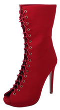 Glaze Women's Lace-Up Open Toe Platform High Stiletto Heel Mid-Calf Coot