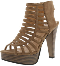 Top Moda EH44 Women's Strappy Caged Gladiator Zipper Block Ankle Booties Heels