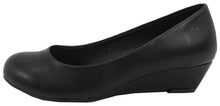 City Classified Women's Comfy Padded Insole Slip On Round Toe Wedge Pump