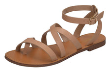 Breckelles Women's Strappy Gladiator Ankle Wrap Flat Sandal
