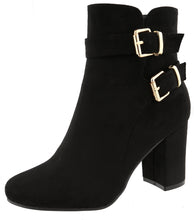 Top Moda Women's Western Strappy Buckle Chunky Stacked Block Heel Ankle Bootie