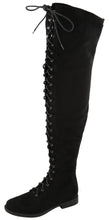 Top Moda Women's Lace Up Front Over The Knee Thigh High Flat Heel Boot