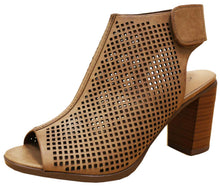 Cambridge Select Women's Laser Cut Slingback Stacked Heel Pump Bootie