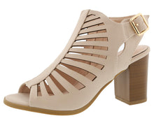 Top Moda Women's Cutout Stacked Chunky Heel Slingback Peep Toe Bootie
