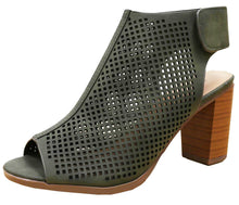 Cambridge Select Women's Laser Cut Slingback Stacked Heel Pump Bootie