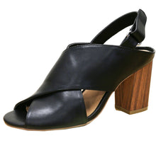 Wild Diva Women's Crisscross Slingback Peep Toe Tacked Wooden Heeled Sandal