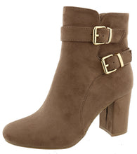 Top Moda Women's Western Strappy Buckle Chunky Stacked Block Heel Ankle Bootie