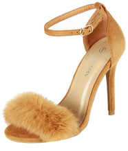 Fluffy Feather Furry Strap High Heel Open Toe Dress Sandal