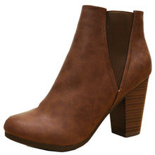Breckelle's Women's Elastic Panel Inner Zip Chunky Heel Bootie