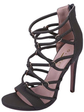 Glaze Women's Gladiator Caged Strappy Open Toe Heeled Sandal