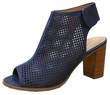 Cambridge Select Women's Laser Cut Slingback Stacked Heel Pump Bootie