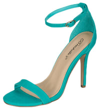 Breckelles Women's Sydney-46 Stiletto Ankle Strap Dress High Heeled Nubuck Sandals