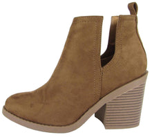 Soda Women's Cut Out Side Closed Toe Chunky Stacked Block Heel Ankle Bootie