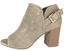 Delicious Women's Laser Cut Perforated Stacked Chunky Block Heel Bootie