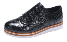 Nature Breeze Women's Wingtip Loafer Croc Embossed Flatform Oxford Shoe