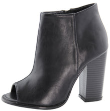 Anne Marie Women's Peep Toe Inner Zip Chunky Stacked Block Heel Ankle Bootie