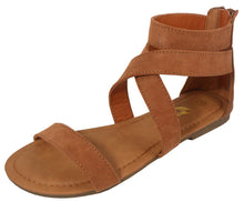 Jynx Women's Ankle Strappy Cross Over Back Zip Flat Sandal