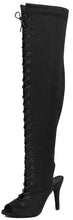 Forever Link Women's Lace Up Thigh High Peep Toe Boot