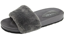 Anna Shoes Women's Slip on Faux Fur Trim Flat Slipper Sandals