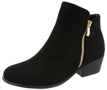 Top Moda Women's Closed Round Toe Zipper Chunky Stacked Block Heel Ankle Bootie
