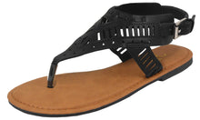 Iynx Women's Laser Cut Strappy Thong Toe Flat Sandal