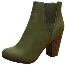 Breckelle's Women's Elastic Panel Inner Zip Chunky Heel Bootie