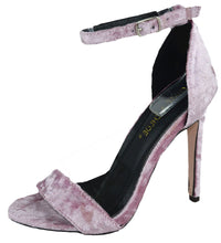 Chase & Chloe Women's Crushed Velvet Strappy Heeled Sandal