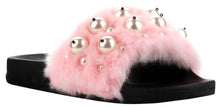 Cape Robbin Moira-12 Women Flip Flop Faux Fur Pearl Slide Slip On Flat Sandal Shoe Slipper Black