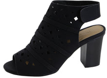 Anna Shoes Women's Laser Cutout Peep Toe Chunky Stacked Heel Ankle Bootie