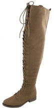 Top Moda Women's Lace Up Front Over The Knee Thigh High Flat Heel Boot