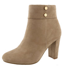 Top Moda Women's Cuffed Button Closed Toe Chunky Stacked Block Heel Ankle Bootie