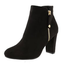 Top Moda Women's Closed Round Toe Zipper Chunky Stacked Block Heel Ankle Bootie