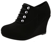 Top Moda Women's Closed Round Toe Button Platform Wedge Ankle Bootie