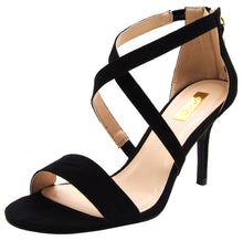 Qupid Women's Cross Over Ankle Strappy Open Toe Mid Heel Dress Sandal