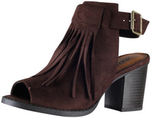 Soda Women's Oxford Fringe Tassel Peep Toe Buckle Slingback Bootie