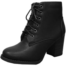 Cambridge Select Women's Zipper Lace Up Chunky Heel Ankle Bootie