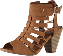 City Classified Womens Fashion Awesome Gladiator Strappy Chunky Block Heel Synthetic Lightly Padded Insole Sandals