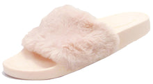 Wild Diva Women's Faux Fur Flip Flop Slide Flat Sandal