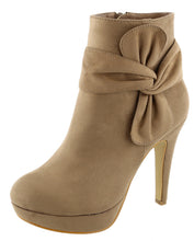 Top Moda Women's Side Bow Knot Platform Stiletto High Heel Ankle Bootie