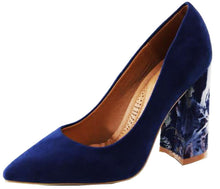 DBDK Women's Floral Embroidered Block Heel Pointed Toe Pump